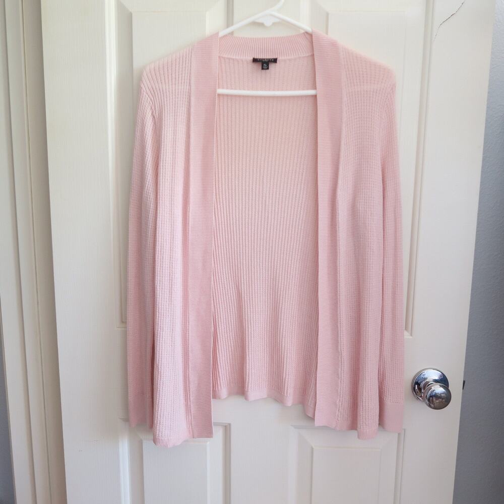 Talbots Pink Open Front Knit Lightweight Cardigan Women Size M Petite